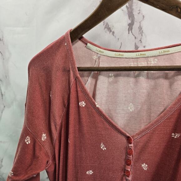 LL Bean Nightgown Womens Pink Medium Nursing Maternity Henley Snap Button - Picture 2 of 15